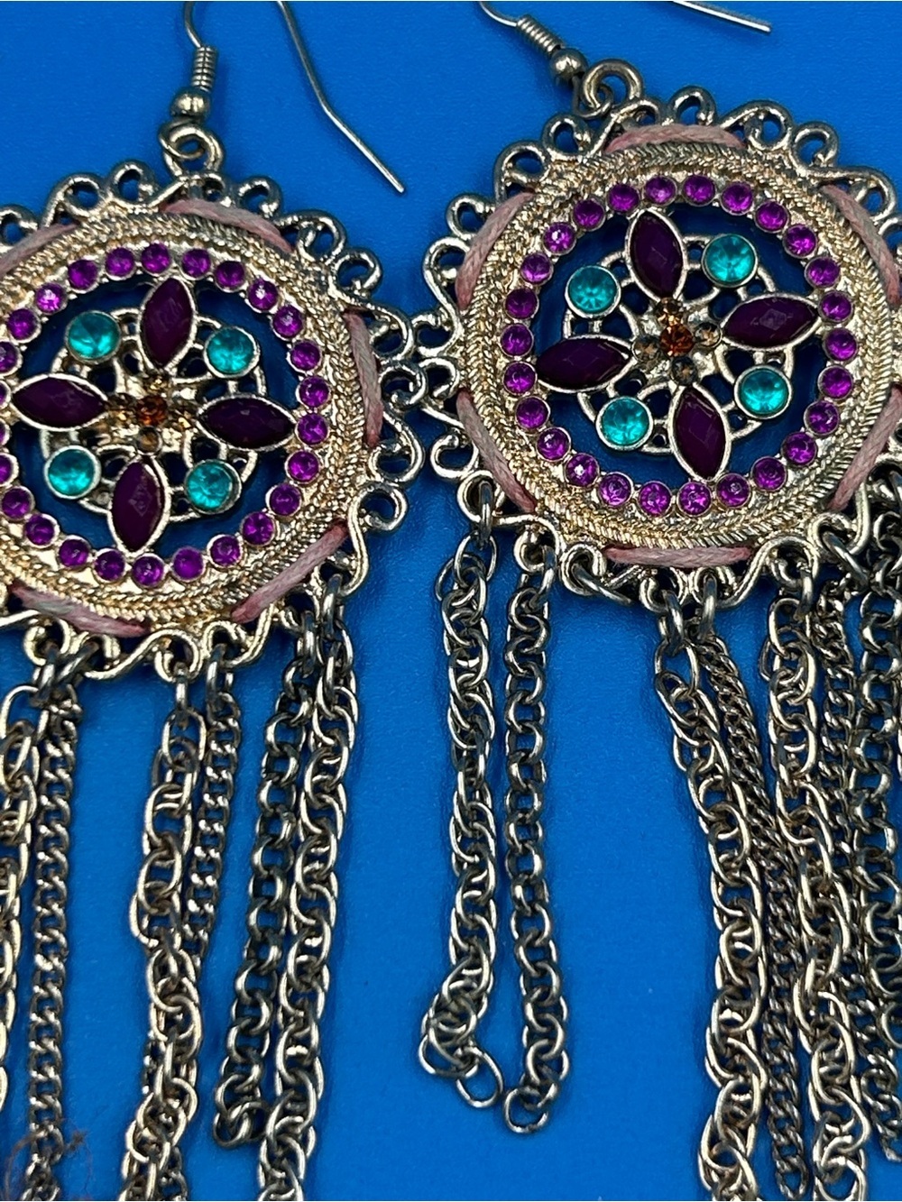 artisan hand made earrings a "dreamcatcher" style,